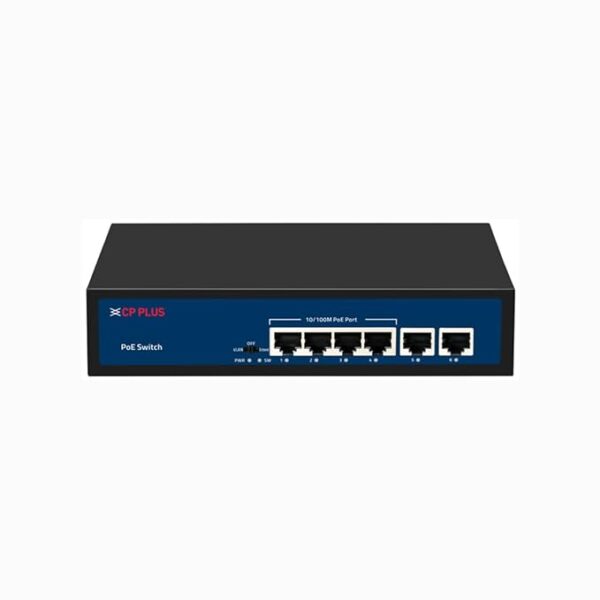 CP Plus 6 Ports Fast Ethernet with 4 PoE Ports (1000 Mbps) & 2 Uplink Ports (100 Mbps) POE Switch | Max. 30W Output of Single PoE Port | LED Light... - Image 2