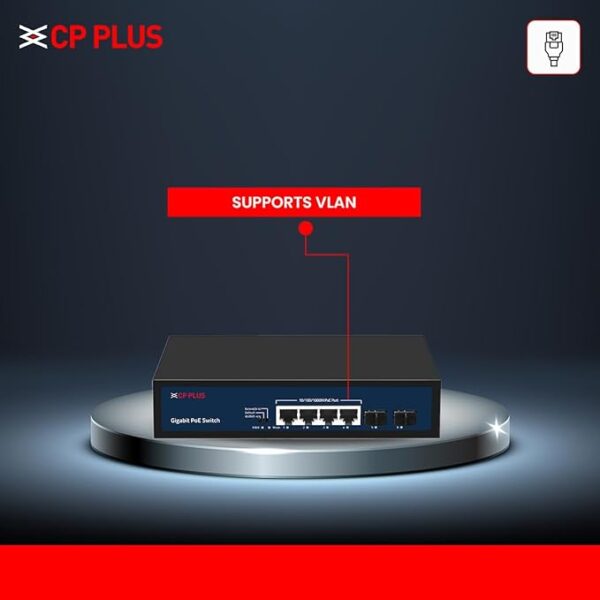 CP Plus 6 Ports with 4 Gigabit PoE Ports (100/1000 Mbps) & 2 SFP Gigabit Uplink Ports (1000Mbps) PoE Switch | Supports Max. 60W, and Other Ports 30W|... - Image 3