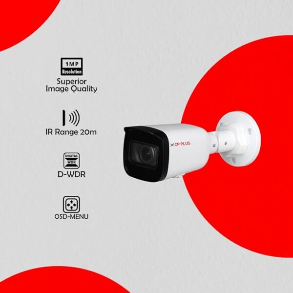 CP PLUS 1MP Full HD IR Bullet Camera | 1/4.5'' 1MP PS CMOS Image Sensor| Max 30fps@720P | 3.6 mm Fixed Lens | IR Range of 20 Mtrs - CP-USC-TC10PL2-V2-0360 - Image 3