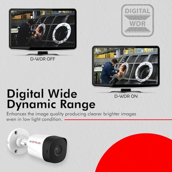CP PLUS 2.4MP IR Bullet Outdoor Security Camera | 3.6mm Fixed Lens | Max 25/30fps at 2.4MP | DWDR, Day/Night (ICR) | IR Range of 20 Mtrs., Smart IR | Support Built-in Mic - CP-URC-TC24PL2C-V3 - Image 3