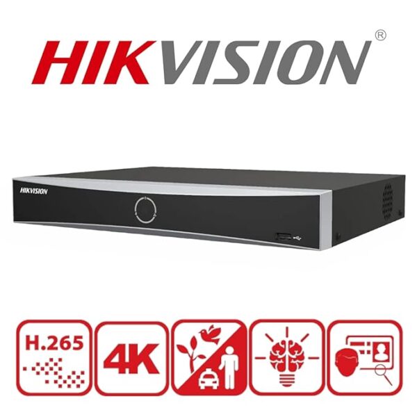 Hikvision 8 Channel ACCUSENSE 4K NVR Indoor [DS-7608NXI-K1] for IP Network CCTV Cameras, USEWELL HDMI, Black - Image 2
