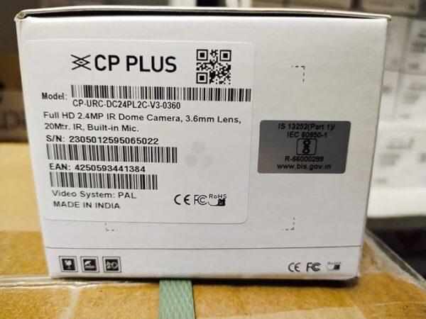 CP PLUS 2.4MP IR Dome Security Camera | 3.6mm Fixed Lens | Max 25/30fps at 2.4MP | DWDR, Day/Night (ICR) | IR Range of 20 Mtrs., Smart IR | Support Built-in Mic - CP-URC-DC24PL2C-V3 - Image 2
