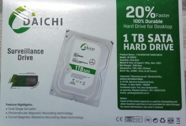 Daichi 1 TB SATA 3.5 Inch Desktop Internal Hard Drive with 2 Year Warranty - Image 2
