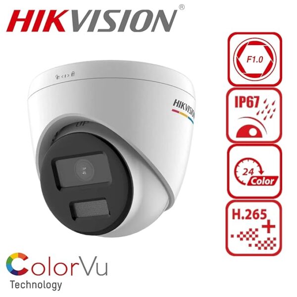 HIKVISION 4MP [Color Night Vision + Built-in Audio Mic] Outdoor Wired Network IP Camera for NVR, [DS-2CD1347G0-LU] +USEWELL RJ45, - Image 2
