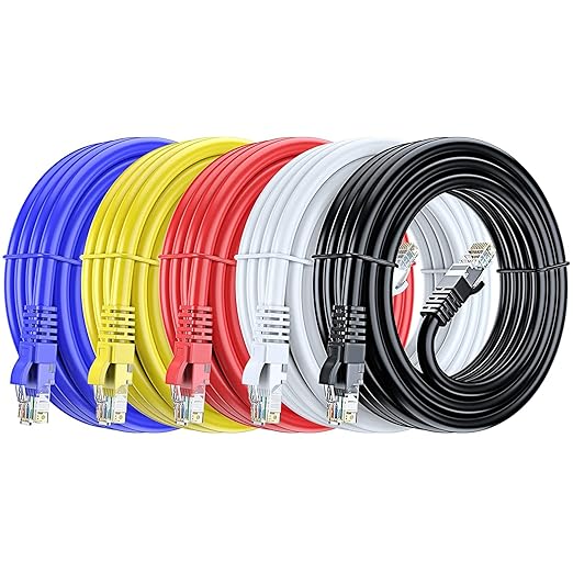 FEDUS 1 Meter 3.2 Cat6 Ethernet Cable, Multicolur Pack of 5, High Speed 550MHZ/10 Gigabit Speed UTP LAN Cable, Network Cable Internet Cable RJ45 Cable LAN...