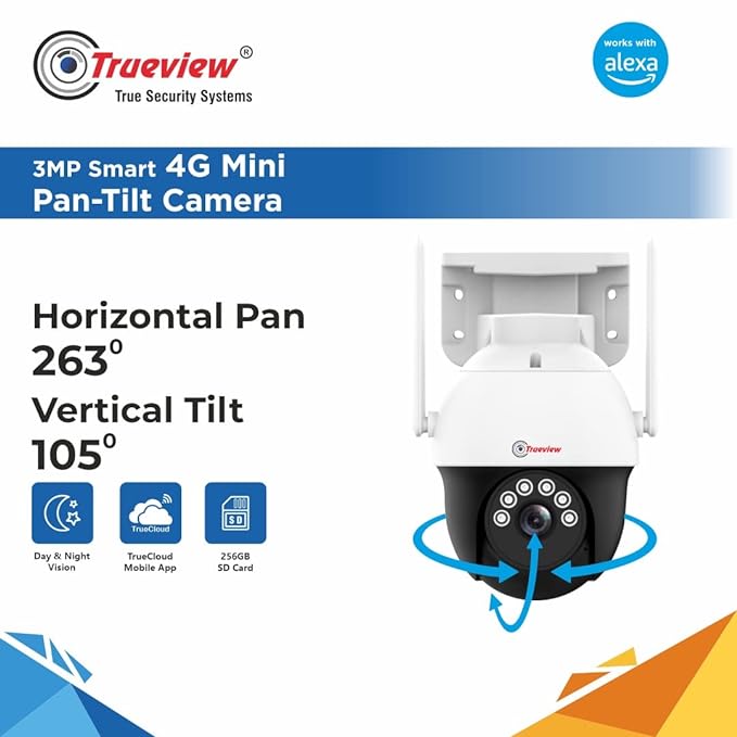 Trueview Smart 4G Pan-Tilt Zoom CCTV Camera, (3MP 4G Sim Pan Tilt Camera) - Image 3